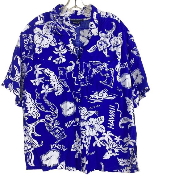 CounterParts Hawaiian Blue Floral Short Sleeve Top Size Large - Picture 1 of 9